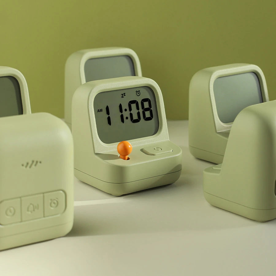 multiple retro arcade machine alarm clocks