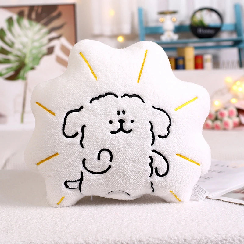 a determined cartoon puppy cushion