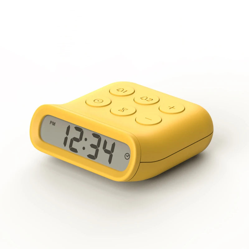 a yellow minimalist digital alarm clock