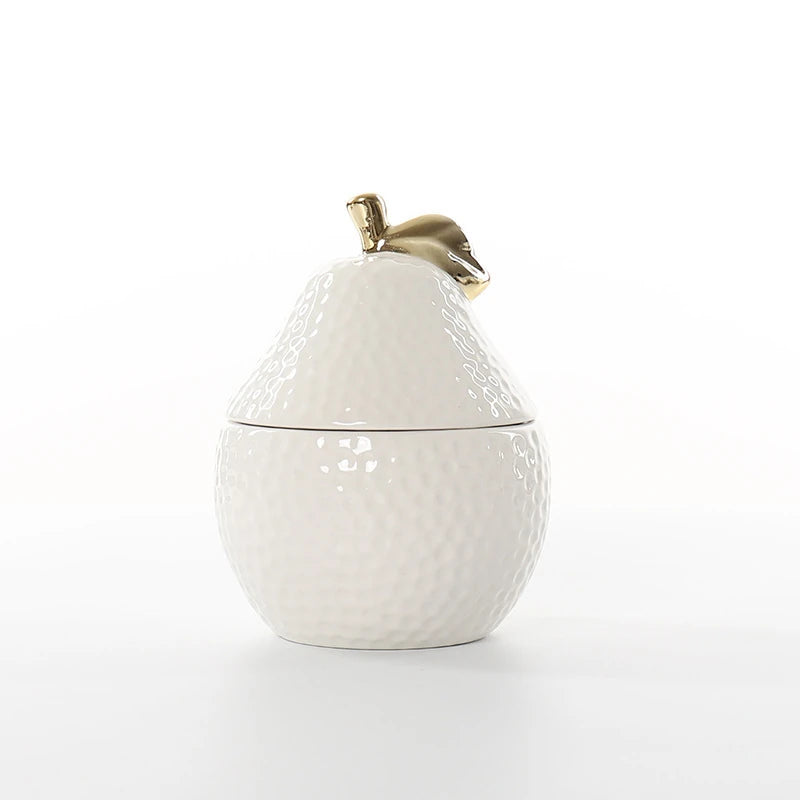 a glossy mottled ceramic pear jar