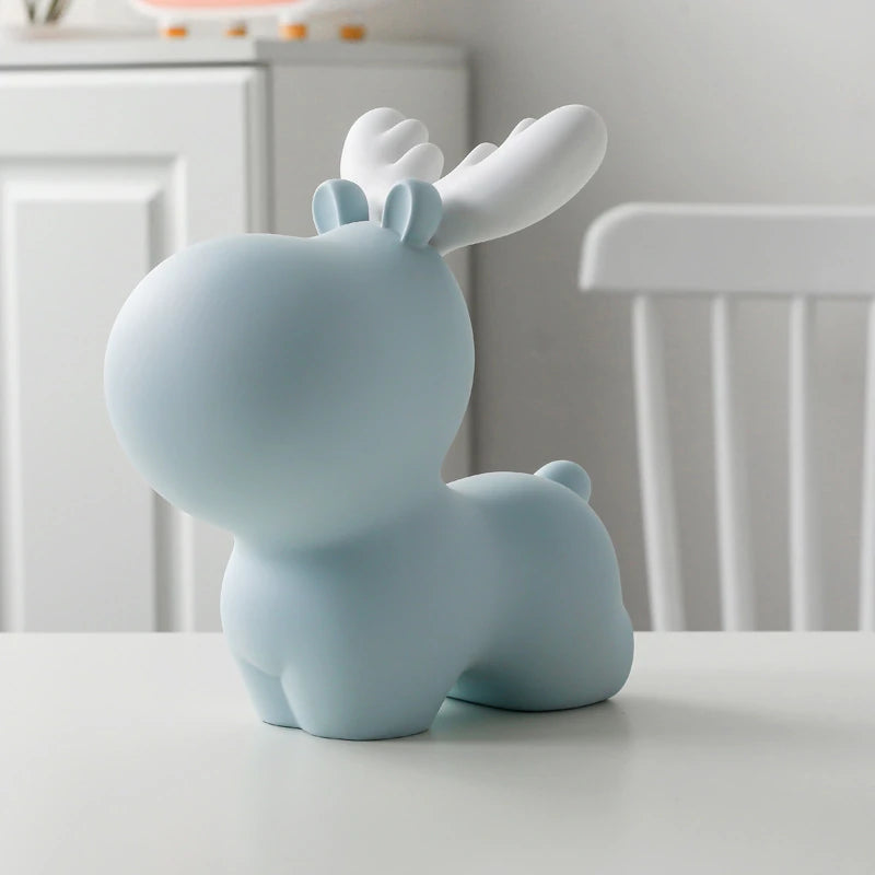 an extra large blue elk piggy bank