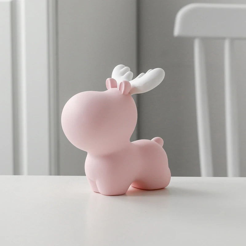 a medium pink elk piggy bank