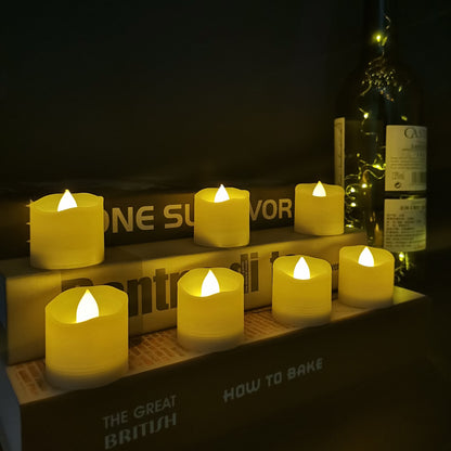 flameless led tea lights shaped as candles with a warm white light