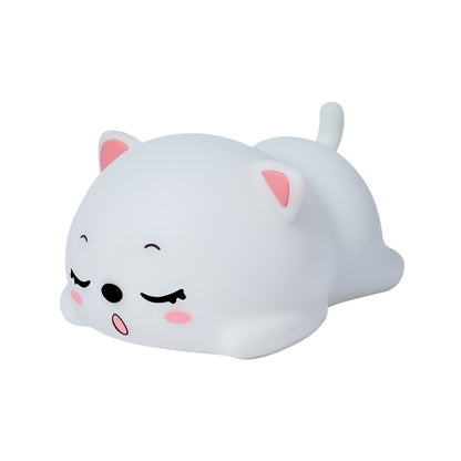 a white silicone cartoon cat night light